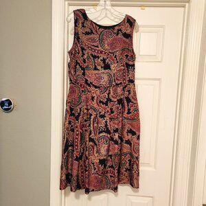 Navy Paisley midi dress Jones NY size 14